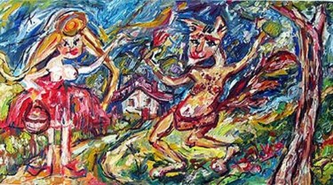 Painting titled "Nagymama finálé / G…" by Csilla Krisztina Schneider, Original Artwork, Oil