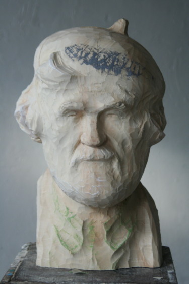 Скульптура под названием "Portrait of an Arti…" - Alexander Eremin, Подлинное произведение искусства, Дерево