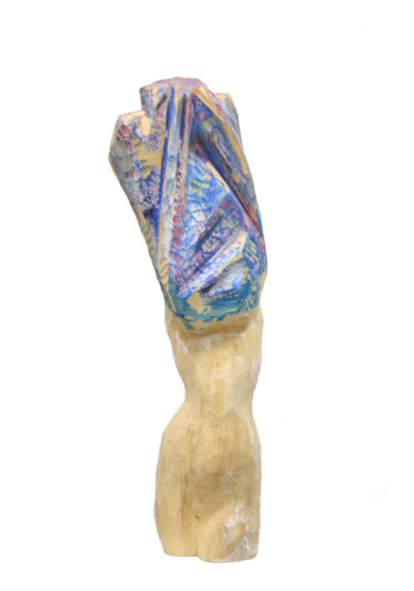 Sculptuur getiteld "The Blue Dress" door Alexander Eremin, Origineel Kunstwerk, Hout