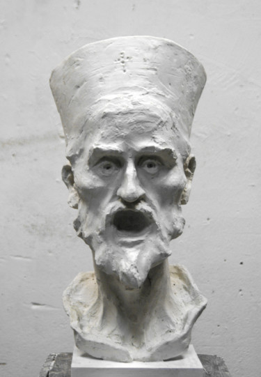 Sculptuur getiteld "Pop Gapon" door Alexander Eremin, Origineel Kunstwerk, Gips
