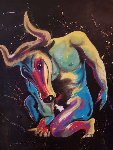Painting titled "Taurus" by Sculpeinte Concept Dany, Original Artwork, Acrylic Mounted on Wood Stretcher frame