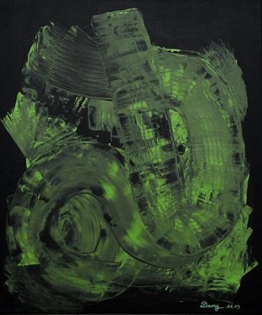 Peinture intitulée "Ligne verte" par Sculpeinte Concept Dany, Œuvre d'art originale, Acrylique Monté sur Châssis en bois