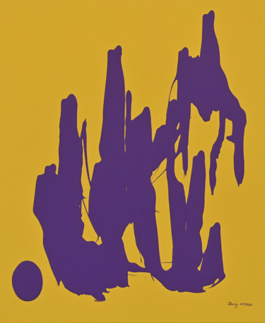 Peinture intitulée "Jet violet jaune" par Sculpeinte Concept Dany, Œuvre d'art originale, Acrylique Monté sur Châssis en bois