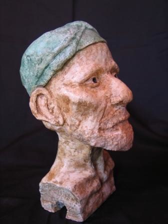 Sculpture intitulée "Inde (profil droit)" par Esco, Œuvre d'art originale, Terre cuite
