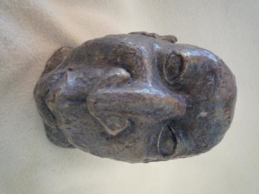 Sculpture intitulée "bleu (face)" par Esco, Œuvre d'art originale, Terre cuite