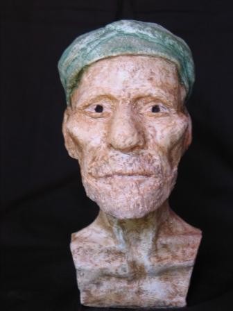 Sculpture intitulée "Inde (face)" par Esco, Œuvre d'art originale, Terre cuite
