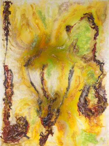 Картина под названием "Désert d’Ethiopie" - Hélène Lusignan, Подлинное произведение искусства, Смола Установлен на Деревянна…