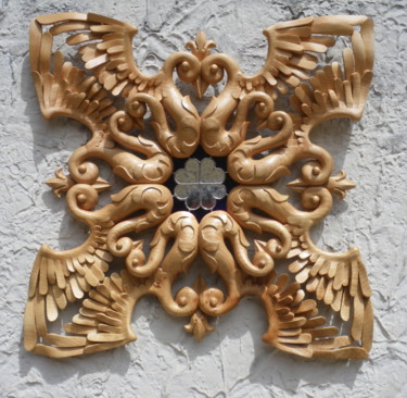 Skulptur mit dem Titel "Les phoenix" von Alain Bruneau, Original-Kunstwerk, Holz