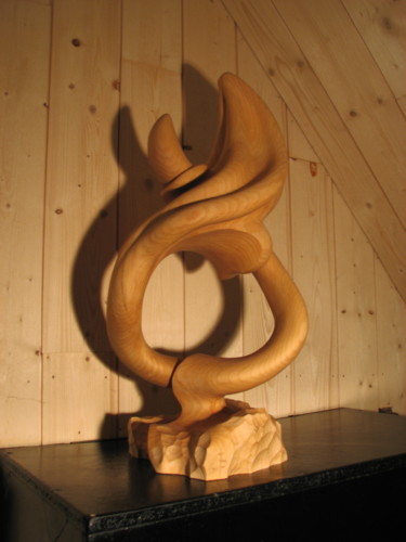 Sculptuur getiteld "L'arum" door Alain Bruneau, Origineel Kunstwerk, Hout
