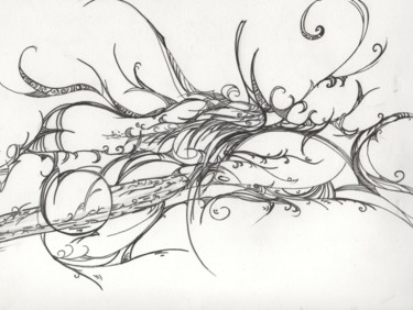Dessin intitulée "la dormeur sulfureu…" par Scyamn Mesmerizing, Œuvre d'art originale, Graphite