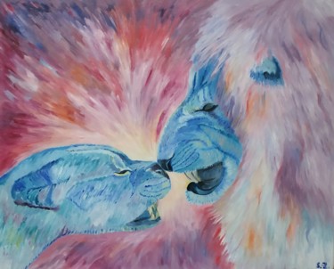 Картина под названием "Lion" - Svitlana Duvanova, Подлинное произведение искусства, Масло Установлен на Деревянная рама для…