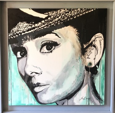 Painting titled "Audrey Hepburn" by Sdurao, Original Artwork, Acrylic Mounted on Wood Panel