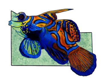 Painting titled "Mandarin Fish" by Julie Swenson, Original Artwork