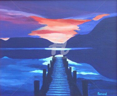 Peinture intitulée "Lac crépusculaire" par Seak, Œuvre d'art originale