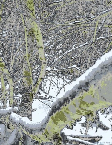 Цифровое искусство под названием "Winter Forest 21" - Kenneth Grzesik, Подлинное произведение искусства, Коллажи