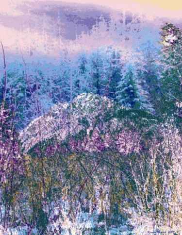 Digital Arts titled "Mountain Winter #1" by Kenneth Grzesik, Original Artwork, Digital Painting