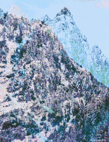 Digital Arts titled "Mountain Winter #4" by Kenneth Grzesik, Original Artwork, Digital Painting