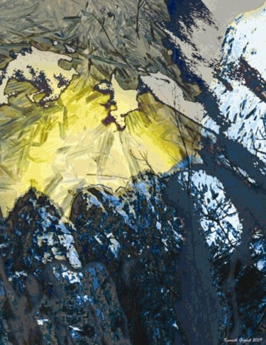 Digital Arts titled "Mountain Winter #8" by Kenneth Grzesik, Original Artwork, Digital Painting