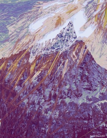 Arts numériques intitulée "Mountain Winter #12" par Kenneth Grzesik, Œuvre d'art originale, Peinture numérique