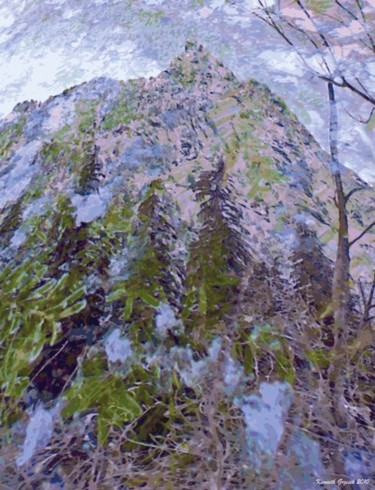 Digitale Kunst mit dem Titel "Mountain Winter #22" von Kenneth Grzesik, Original-Kunstwerk, Digitale Malerei