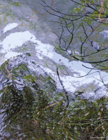 Digital Arts titled "Mountain Winter #23" by Kenneth Grzesik, Original Artwork, Digital Painting
