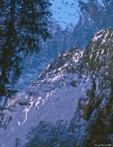 Digital Arts titled "Mountain Winter #30" by Kenneth Grzesik, Original Artwork, Digital Painting