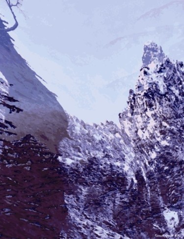 Digital Arts titled "Mountain Winter #33" by Kenneth Grzesik, Original Artwork, Digital Painting