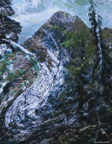 Digital Arts titled "Mountain Winter #35" by Kenneth Grzesik, Original Artwork, Digital Painting