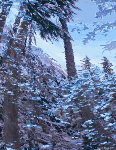 Digitale Kunst mit dem Titel "Mountain Winter #42" von Kenneth Grzesik, Original-Kunstwerk, Digitale Malerei