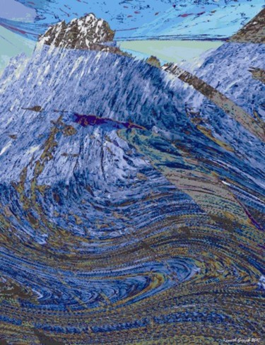 Digitale Kunst mit dem Titel "Mountain Winter #50" von Kenneth Grzesik, Original-Kunstwerk, Digitale Malerei