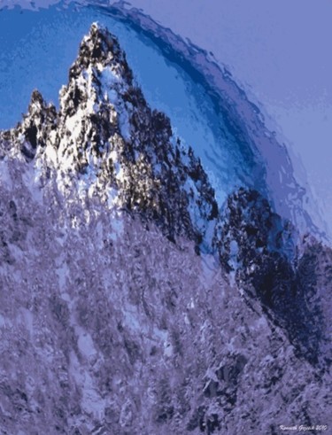 Digitale Kunst mit dem Titel "Mountain Winter #51" von Kenneth Grzesik, Original-Kunstwerk, Digitale Malerei
