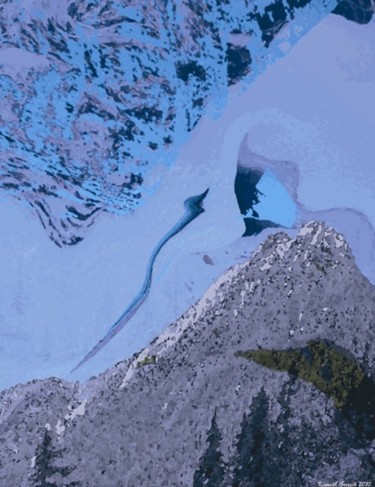 Digitale Kunst mit dem Titel "Mountain Winter #52" von Kenneth Grzesik, Original-Kunstwerk, Digitale Malerei