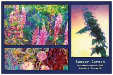 Digitale Kunst mit dem Titel "Summer Garden Poster" von Kenneth Grzesik, Original-Kunstwerk, Fotomontage