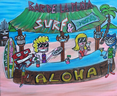 Картина под названием "Playa 2" - Seb Paul Michel, Подлинное произведение искусства, Акрил Установлен на Деревянная рама для…
