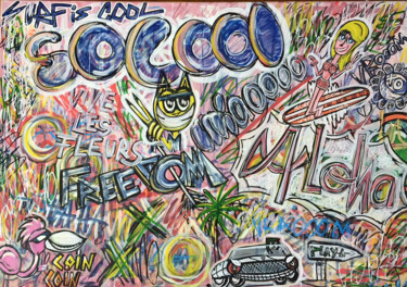 Painting titled "So cool, free, aloh…" by Seb Paul Michel, Original Artwork, Acrylic Mounted on Wood Stretcher frame