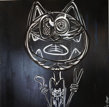 Painting titled "Vive les chats" by Seb Paul Michel, Original Artwork, Acrylic Mounted on Wood Stretcher frame