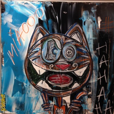 Painting titled "Miaooo et hahahaha" by Seb Paul Michel, Original Artwork, Acrylic Mounted on Wood Stretcher frame