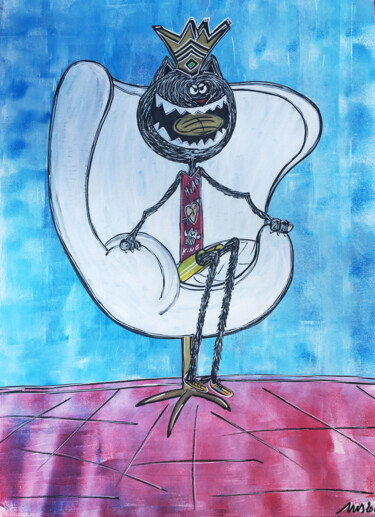 Картина под названием "King Miaoooo" - Seb Paul Michel, Подлинное произведение искусства, Акрил Установлен на Деревянная рам…