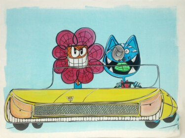 Painting titled "Vroom" by Seb Paul Michel, Original Artwork, Acrylic Mounted on Wood Stretcher frame