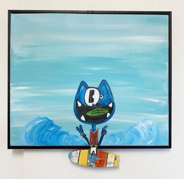 Malerei mit dem Titel "Surf hors cadre" von Seb Paul Michel, Original-Kunstwerk, Acryl Auf Keilrahmen aus Holz montiert