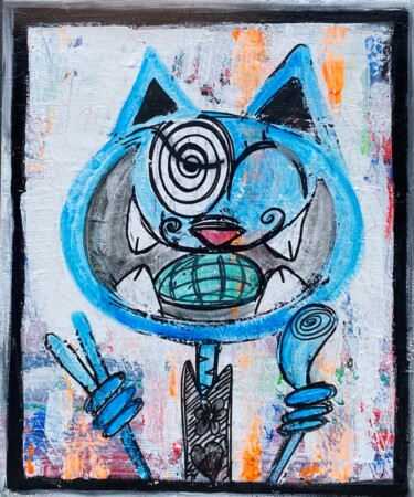 Pintura titulada "Miaoooo abstrait" por Seb Paul Michel, Obra de arte original, Acrílico Montado en Bastidor de camilla de m…