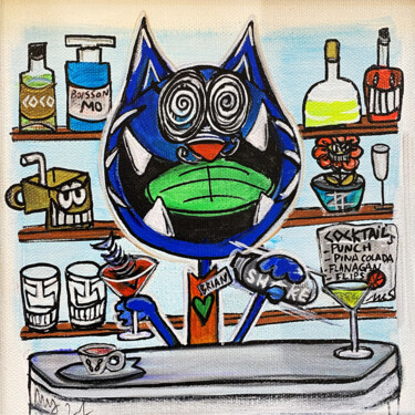 Painting titled "Vive les cocktails…" by Seb Paul Michel, Original Artwork, Acrylic Mounted on Wood Stretcher frame