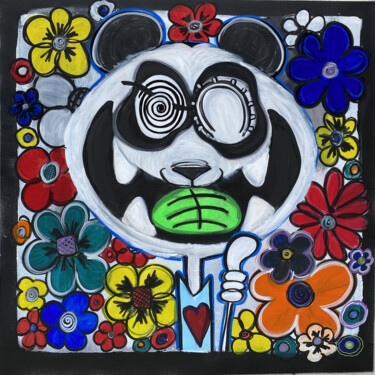 Painting titled "Vive les pandas" by Seb Paul Michel, Original Artwork, Acrylic Mounted on Wood Stretcher frame
