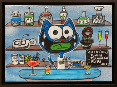 Painting titled "Cocktails and co" by Seb Paul Michel, Original Artwork, Acrylic Mounted on Wood Stretcher frame