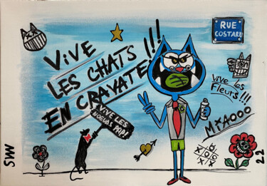 Peinture intitulée "Vive les chats en c…" par Seb Paul Michel, Œuvre d'art originale, Acrylique Monté sur Châssis en bois