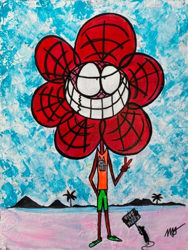 Pintura intitulada "Vive les fleurs à l…" por Seb Paul Michel, Obras de arte originais, Acrílico Montado em Armação em madei…