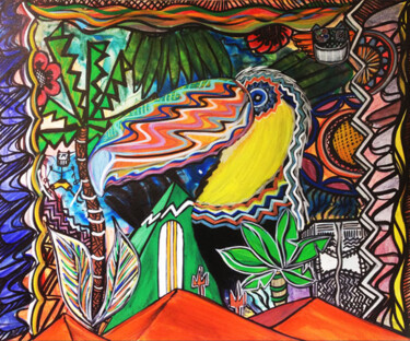 Peinture intitulée "Vive les toucans" par Seb Paul Michel, Œuvre d'art originale, Acrylique