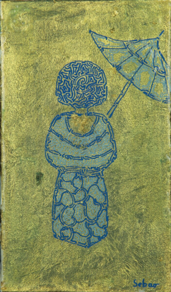 Peinture intitulée "Muse à l'ombrelle" par Sebao, Œuvre d'art originale, Acrylique