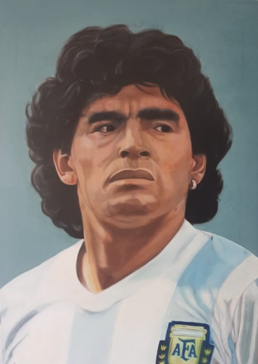 Pintura titulada ""El genio del futbo…" por Sebapautazzo, Obra de arte original, Oleo