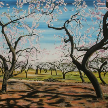 Painting titled "Spain blossoms goua…" by Bas Van Bemmel, Original Artwork, Gouache